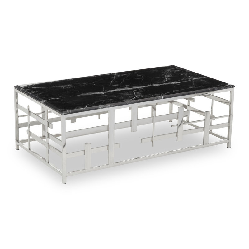 Julieta Frame Coffee Table, Silver, Black