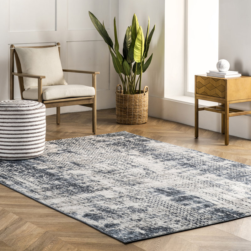 Abstract Gray Area Rug, Rectangle 8'10" x 12'