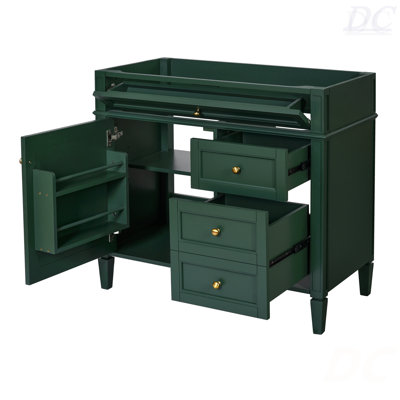Meuble-lavabo de 36 po sans lavabo supérieur, armoire de rangement moderne avec 2 tiroirs et un tiroir basculant, structure en bois massif