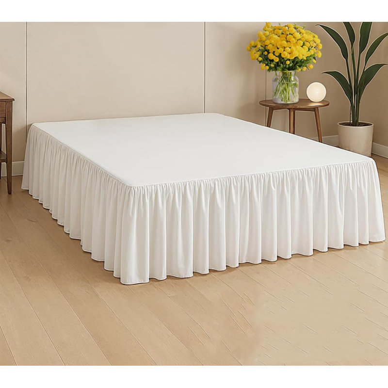 Full Size Ruffled Bed Skirt: 15-Inch Drop, White