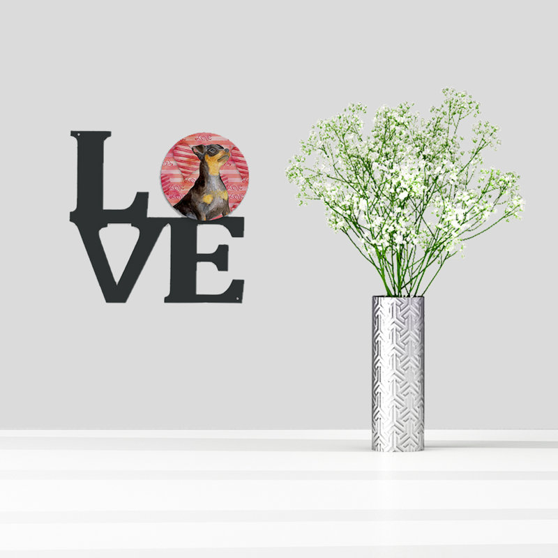Décoration murale love en métal love, Pinscher miniature 1