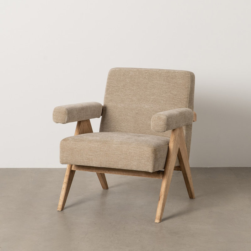 Hamleigh Upholstered Armchair, Beige Polyester