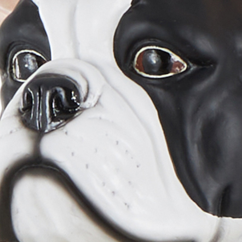 Cole And Grey Resin Floor Waiter Dog Decorative White Sculpture With Gold Bow Tie And Plate