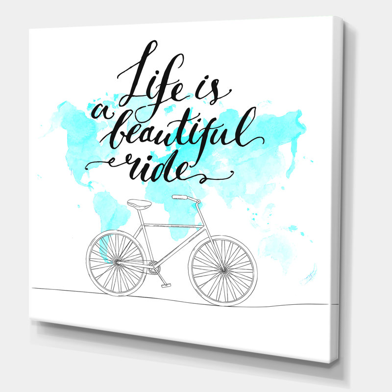Life Is a Beautiful Ride - Art textuel sur toile, H 30 po x l 30 po x P 1 po, Toile tendue