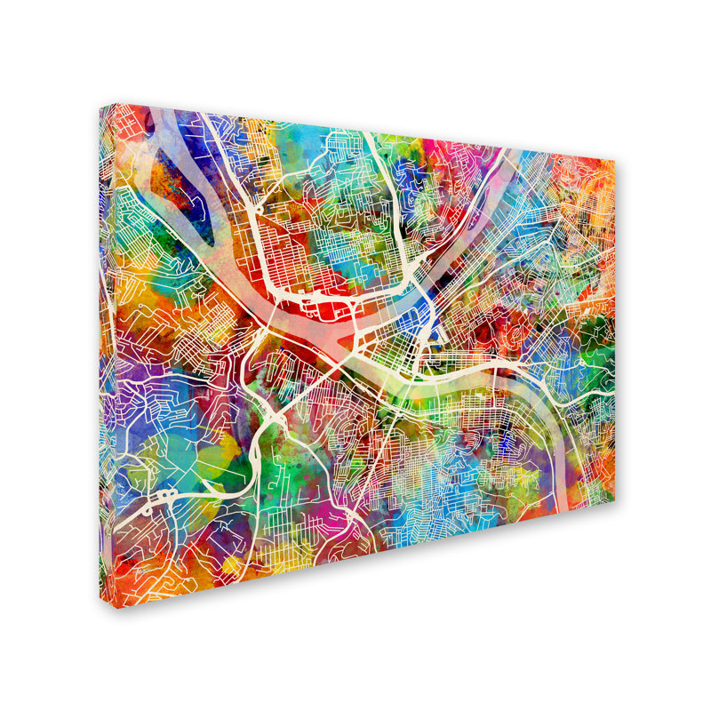 « pittsburgh pennsylvanie street map », reproduction d’impression sur toile tendue, H 24 po x l 32 po x P 2 po