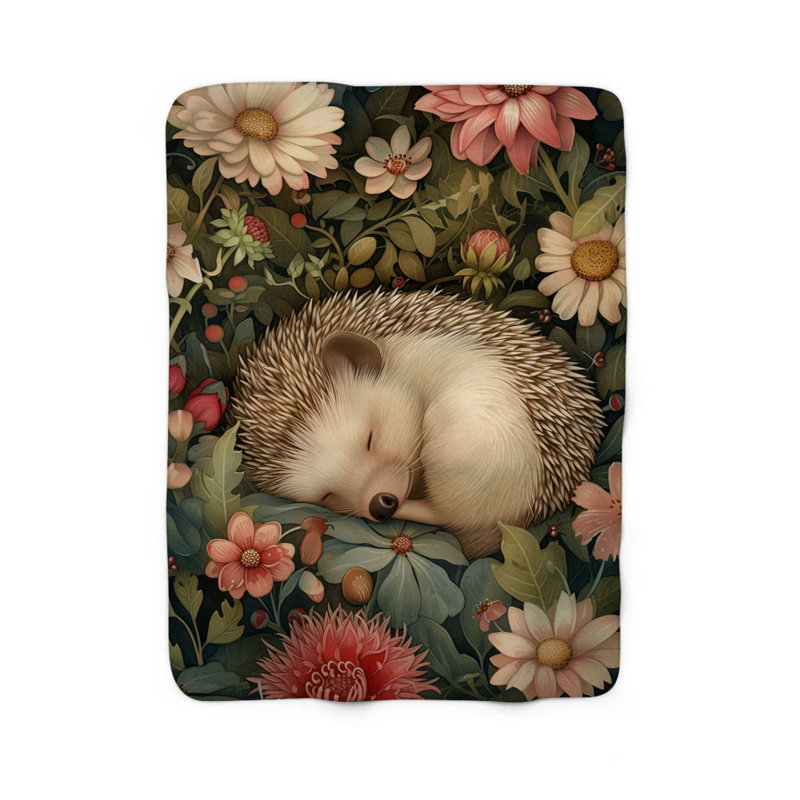Couverture de sherpa 1 pièce Adorable Sleeping Hedge, L 60 po x l 50 po