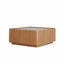 Table basse carrée avec tiroirs de rangement, table basse moderne en bois avec plateau en verre, tables de centre de table de thé pour le salon