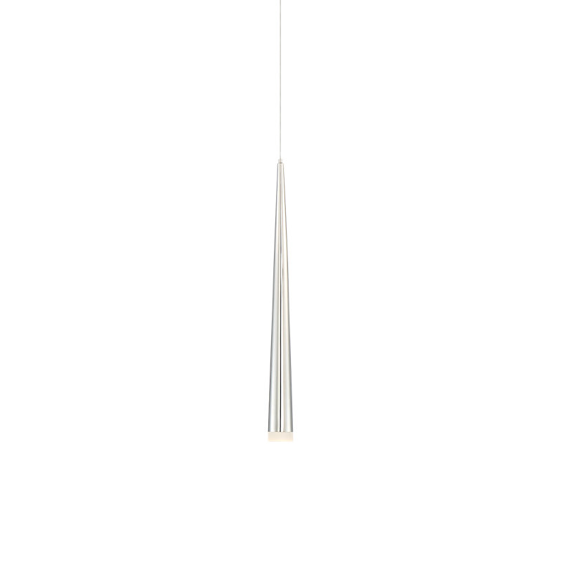 Cascade 1 - Light LED Pendant, 19" H x 6.5" W x 6.5" D, Polished Nickel