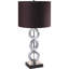Ensemble de 2 lampes de table, abat-jour en tissu brun, 3 anneaux, métal argenté