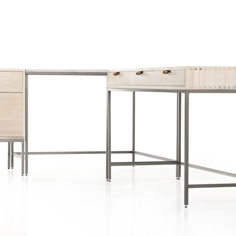 Solid Wood Modular L-Shaped Writing Desk, Dove Poplar