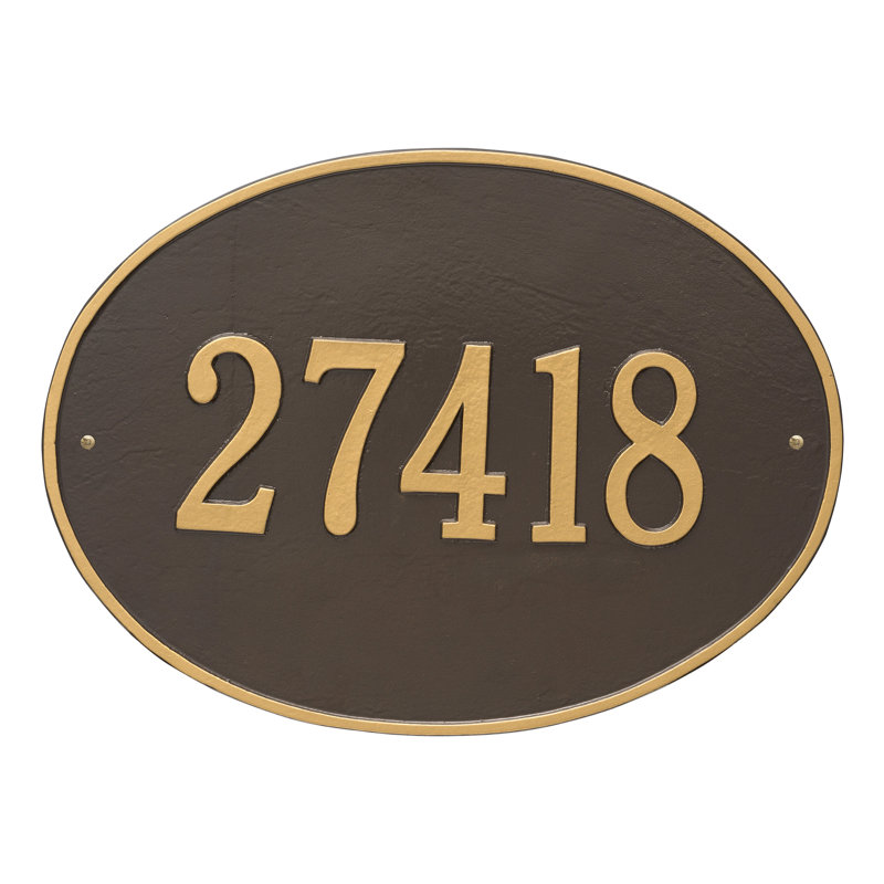 Hawthorne 1-Line Wall Address Plaque, Bronze and Gold, Yes