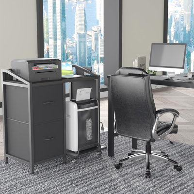 Multifunctional Printer Stand With Storage Drawers, Power Outlets & USB Ports, Heavy-Duty File Cabinet With Wheels For Home Office, Paper Shredder Stand And Organizer