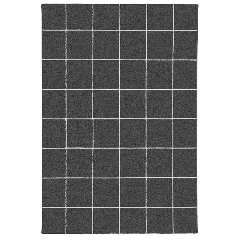 Tapis rayé blanc anthracite Marquaveon, Rectangle 2 pi 8 po x 5 pi