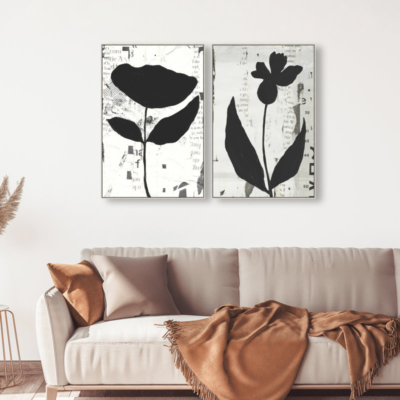 Single Flowers Set Set by Oliver Gal, 92"H x 62"W, Silver Floater Frame