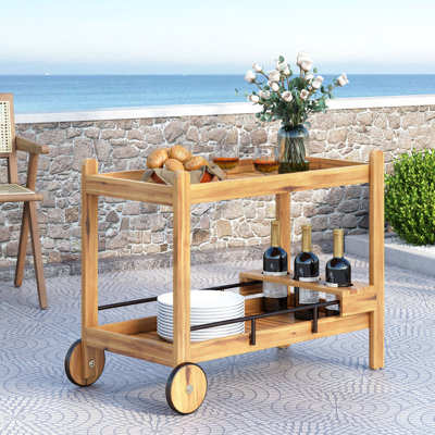 Chariot-bar mobile en bois et métal - noir, l 43,58 po x P 22,05 po, H 30,8 po, porte-bouteilles de vin disponible noir avec tablettes