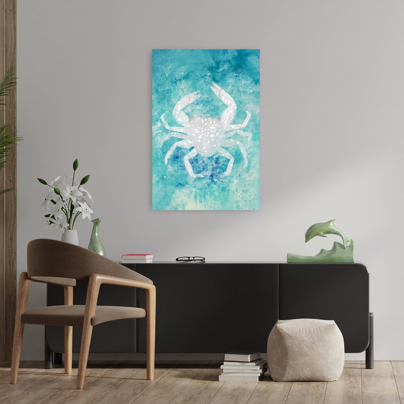 Ethereal Blue Crab Abstract Ethereal Serene Crab Nature Ocean Wall Art Print 1 Piece Wrapped Canvas Wall Art