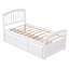 Lit plateforme simple en bois massif avec rangement à 6 tiroirs, blanc