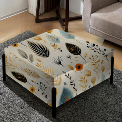 Earthy Elegance Boho Pattern IV - Floral Large Square Ottoman