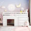 Solid Wood Twin Size Loft Bed - White, With Cabinet And Shelf For Practical Use White Frame Functional Cabinet/Shelf