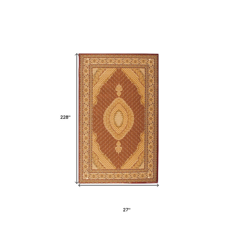 19' Runner Red And Beige Moroccan Runner Rug