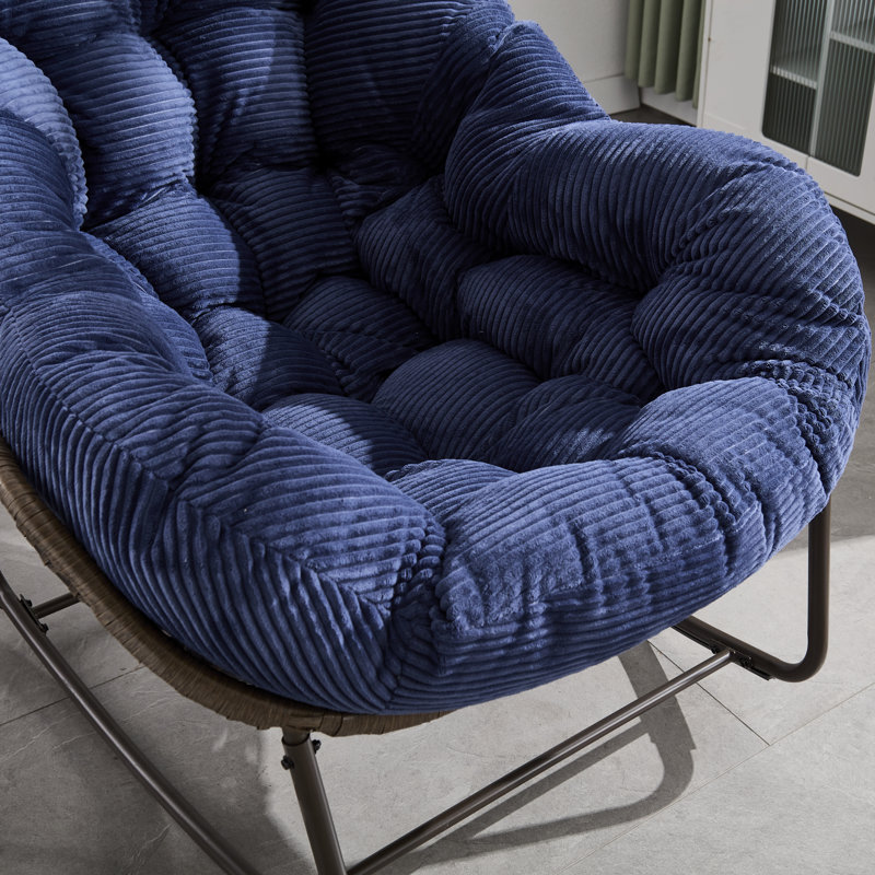 Chaise berçante d'extérieur en acier Alvan, Bleu marine
