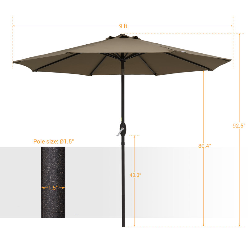 Parasol de marché 108 po Dailan, Taupe