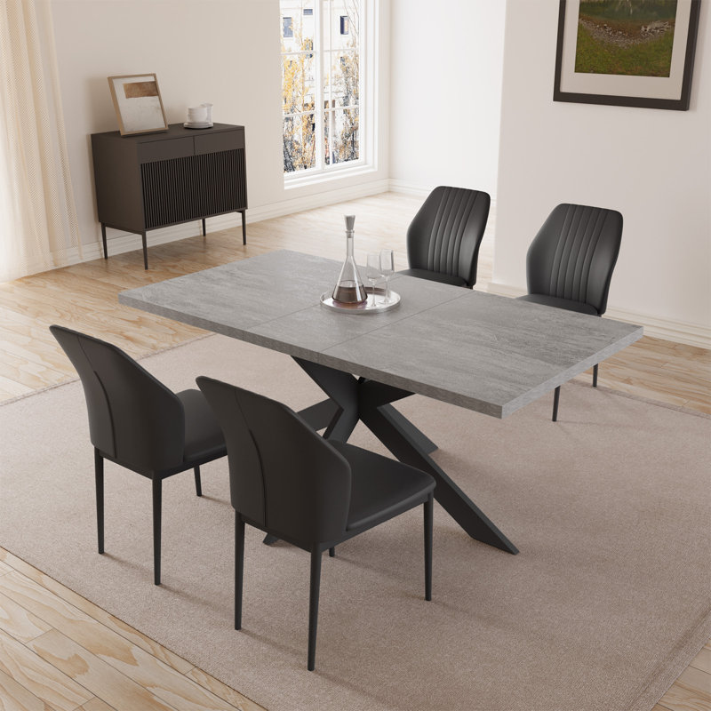 Ensemble de salle à manger Modern Kitchen, table de salle à manger extensible avec chaises rembourrées, Noir