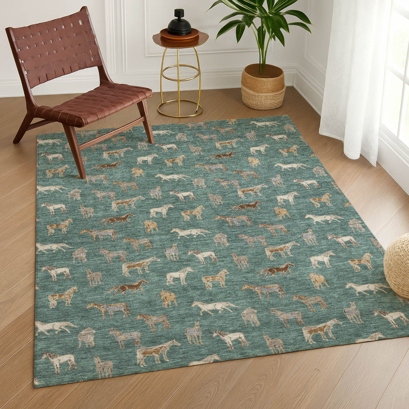 Tapis intérieur / extérieur lavable à la machine Chantille ACN2521, Basilic, Rectangulaire 8 pi x 10 pi