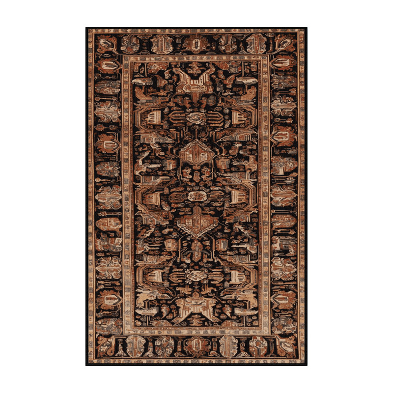 Machine Washable Persian Brown Area Rug, Rectangle 2' x 3'