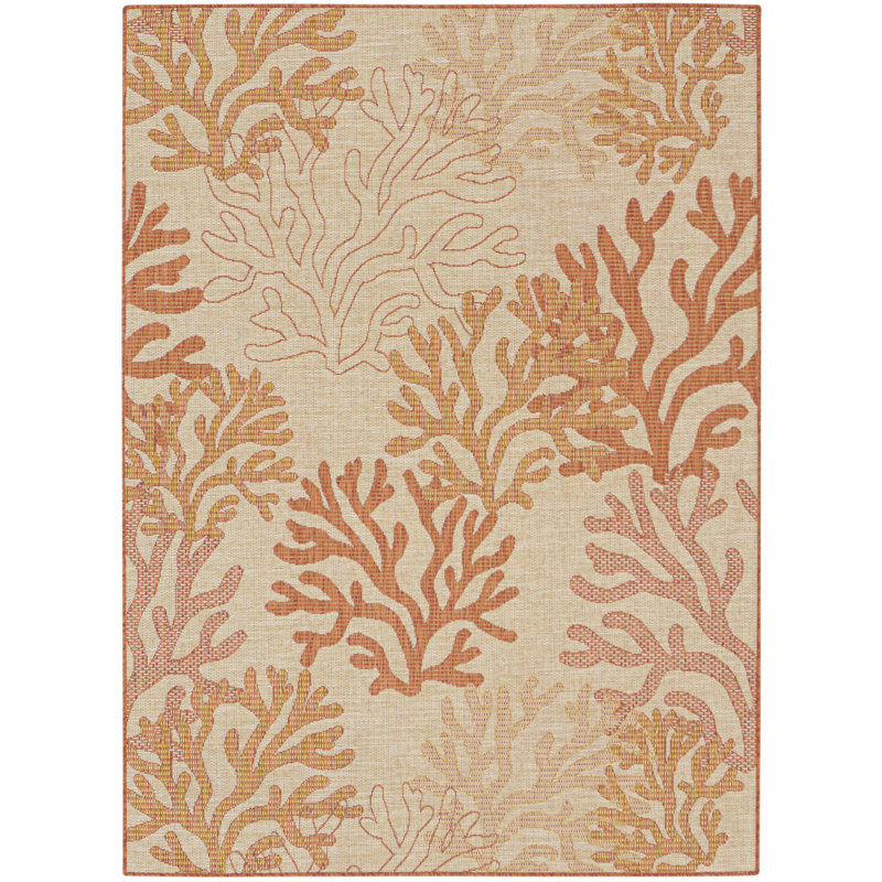 Alicemarie Floral Indoor / Outdoor Rug, Rectangle 6' x 9'