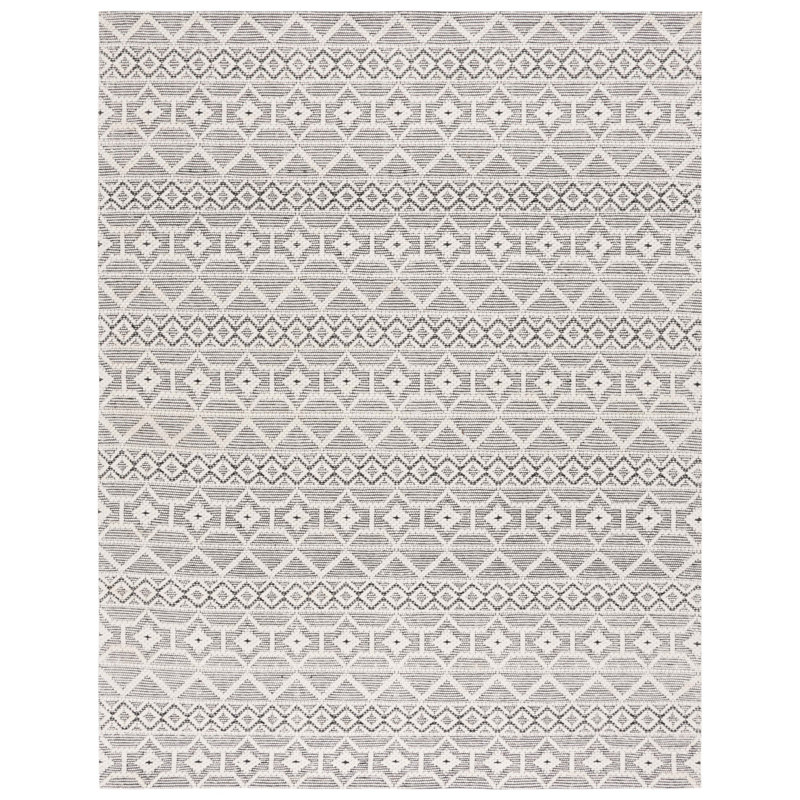 Kennily a Handloomed Wool And Cotton Geometric Rug, Rectangle 8' x 10'