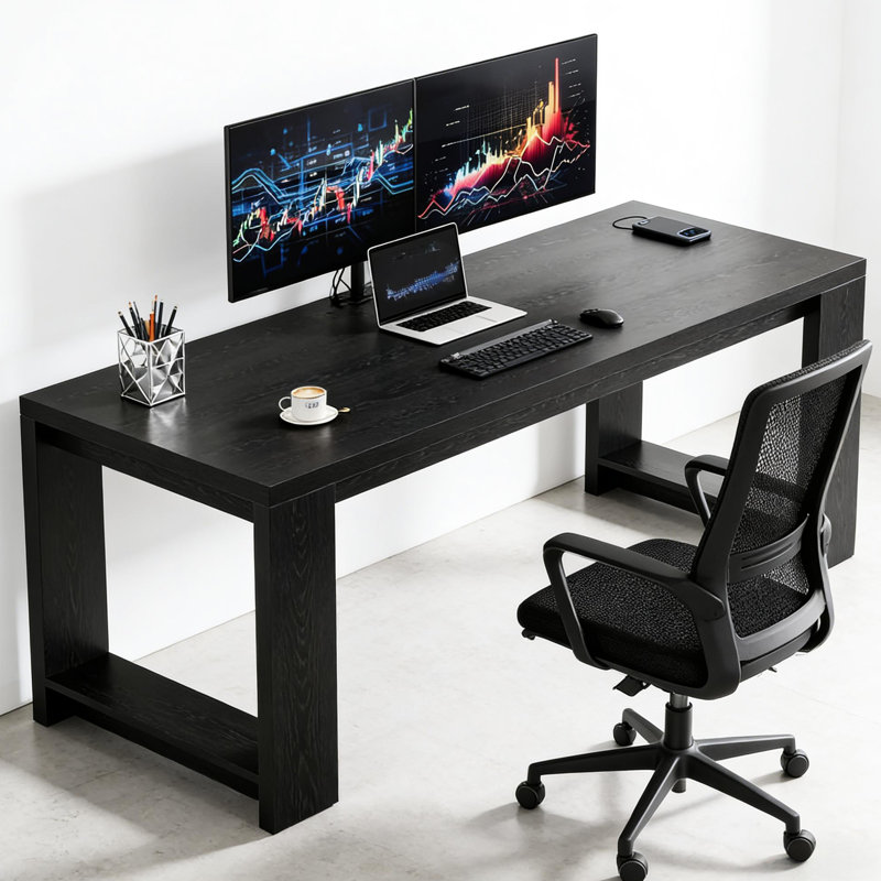 Bureau double 86,6 "pour le bureau et les jeux - Bureau étendu, conception simple