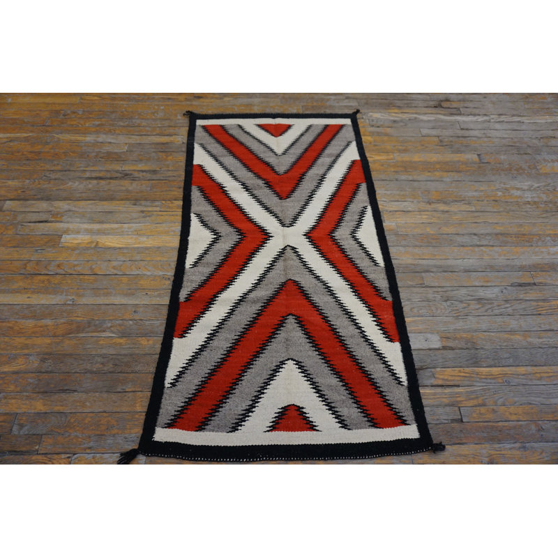 Bold Tribal Geometric Antique  Flatweave Native American Navajo Rug