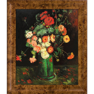 " Vase with Zinnias and Geraniums " by Vincent Van Gogh Oil Painting