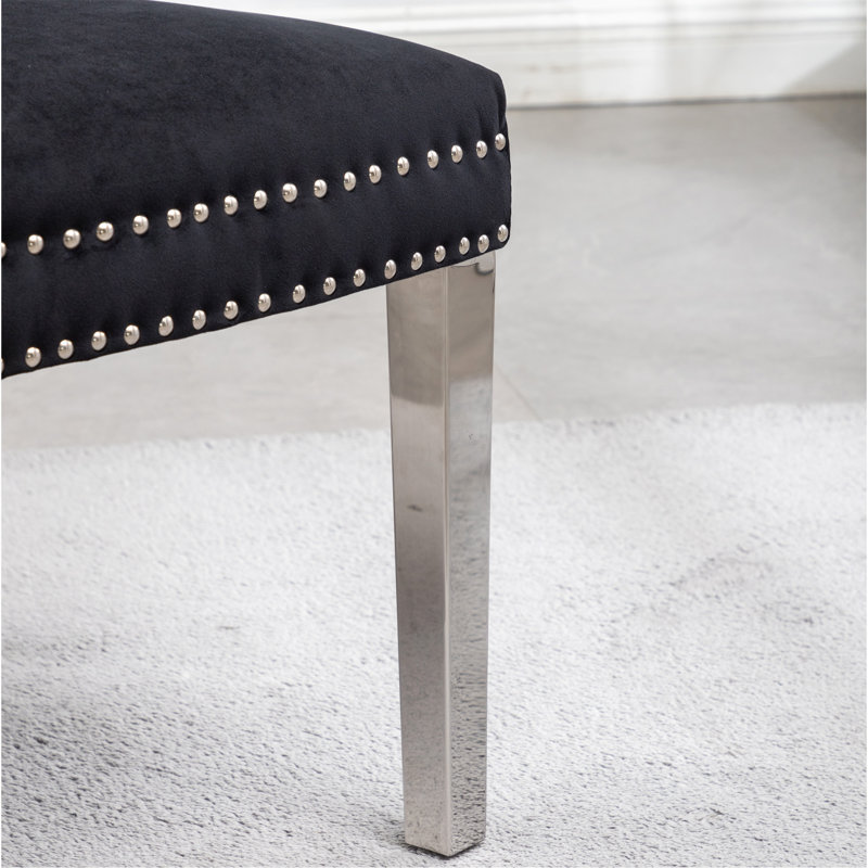 Chaise en velours touffeté Montura, Noir