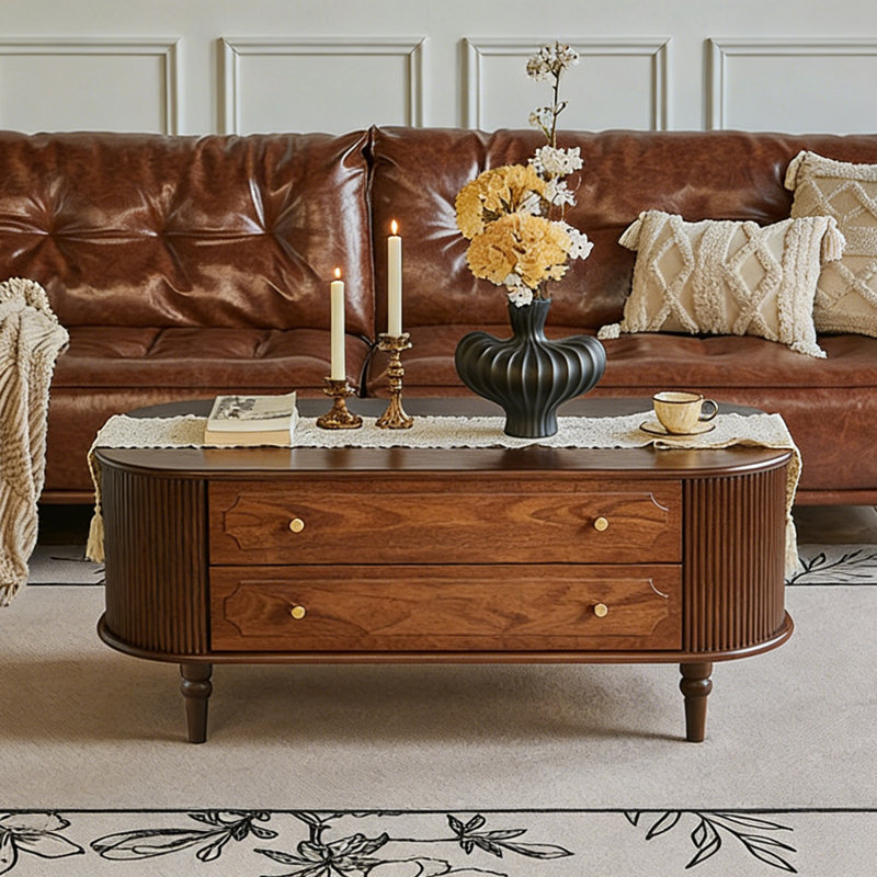 Table basse élégante de style français, Brun