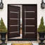 Porte moderne pour portes d'entrée en acajou avec finition noyer foncé-102674151-102674153