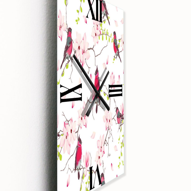 Horloge murale Bouvreuil sur magnolia, Grand