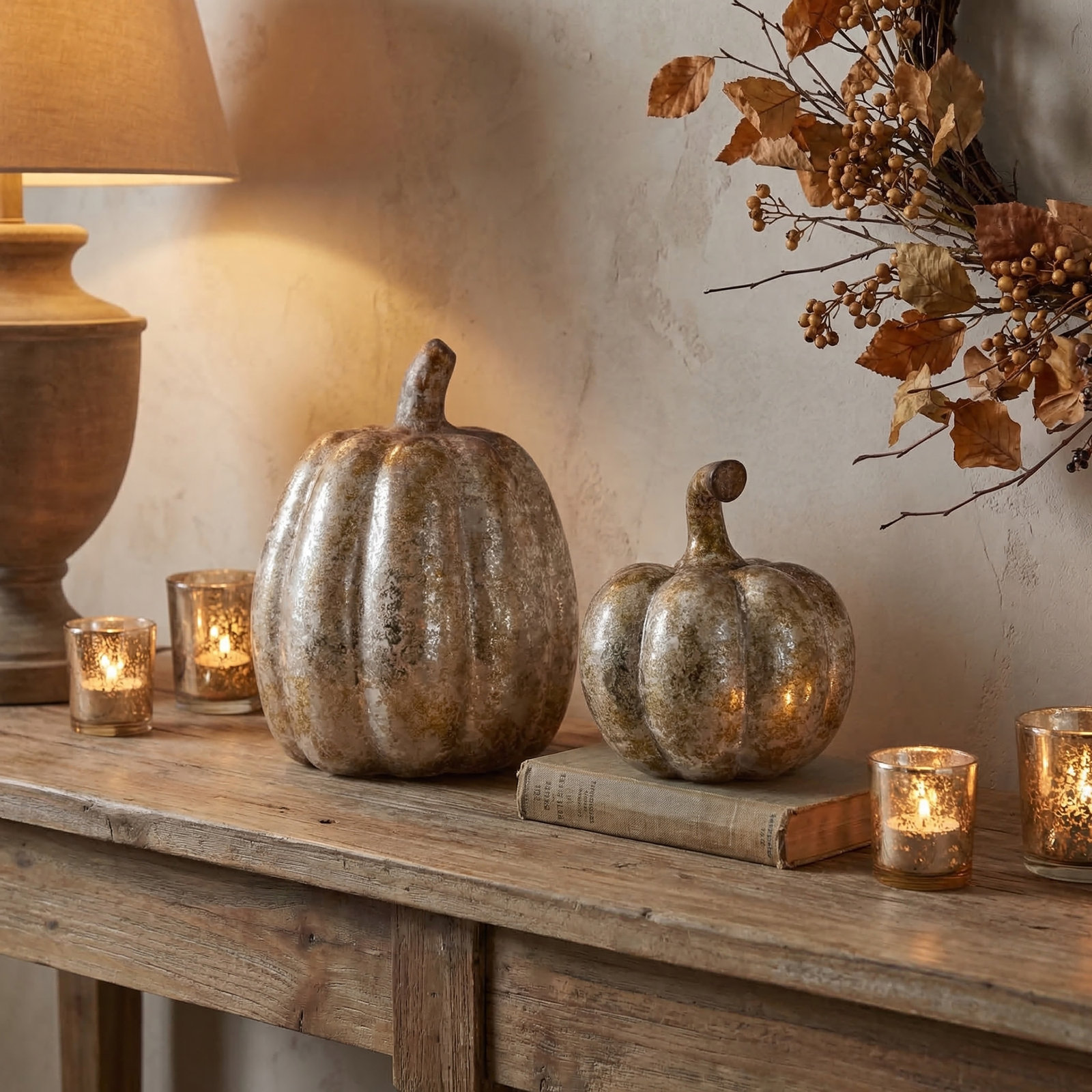 8-9" Tc Aged Pumpkin Set of 2