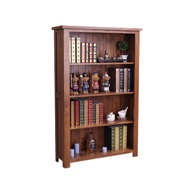 Traditional Solid Oak Wood Open Shelf Bookcase with Adjustable Storage Space