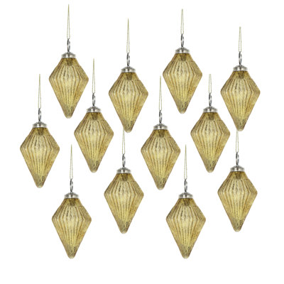 2.6X2.6X4.4" Christmas Ornaments, Glass Decorative Hanging Ball Christmas Tree Ornaments For Holiday Party Decorations, Set Of 12
