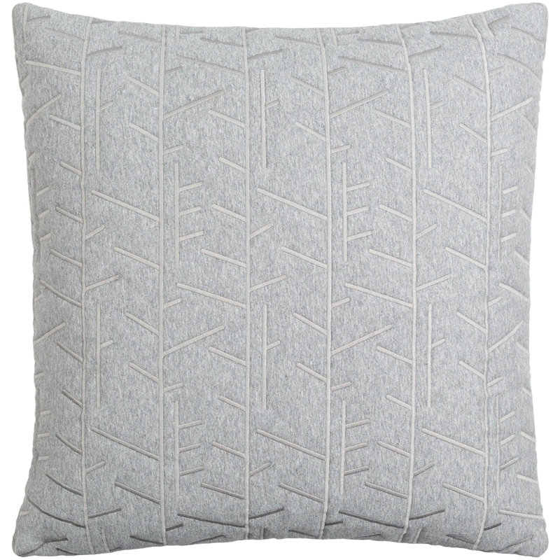 Branched Cotton Throw Pillow, 22" X 22", Polyester/Polyfill, Gray