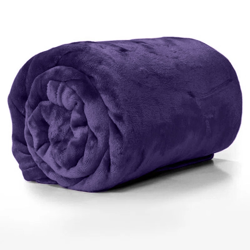 Carsonhill Reversible Mink Faux Fur Plush Fleece Throw/ Blanket, Purple, W150 x L200cm