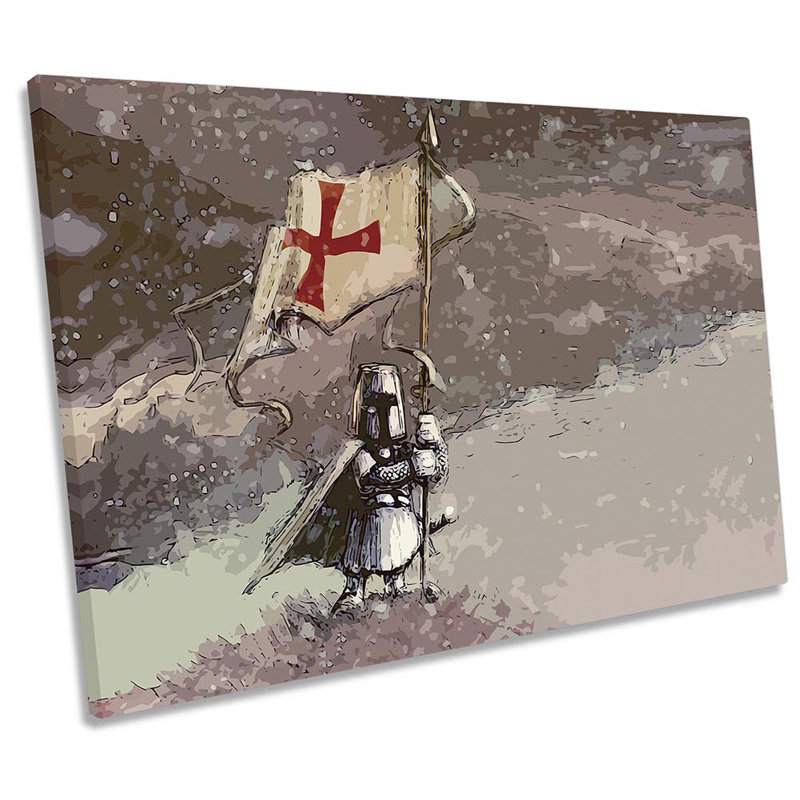 White Knight Flag - Wrapped Canvas Print, 30.5cm H x 45.7cm W