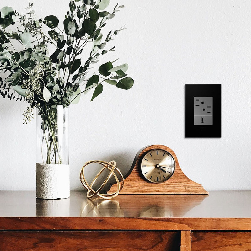 Plaque murale Adorne® 1-Gang + Rocker, Noir encre