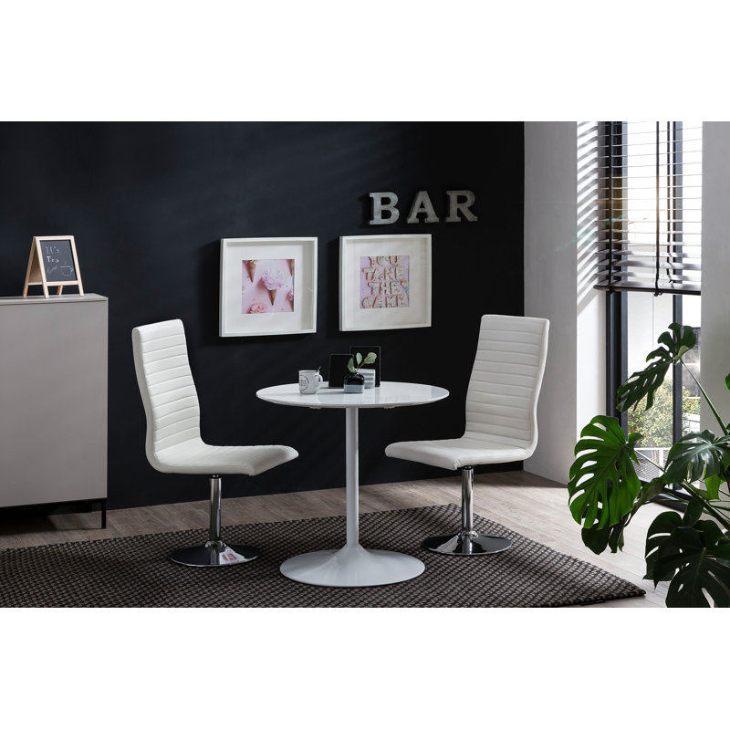 Strawser Round Metal Base Dining Table, H75 x L80 x W80cm
