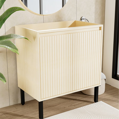 Meuble-lavabo de style Shaker 30 po seulement, autoportant ou mural, avec portes doubles et étagère réglable - Fermeture en douceur et design à lignes verticales (lavabo non inclus)