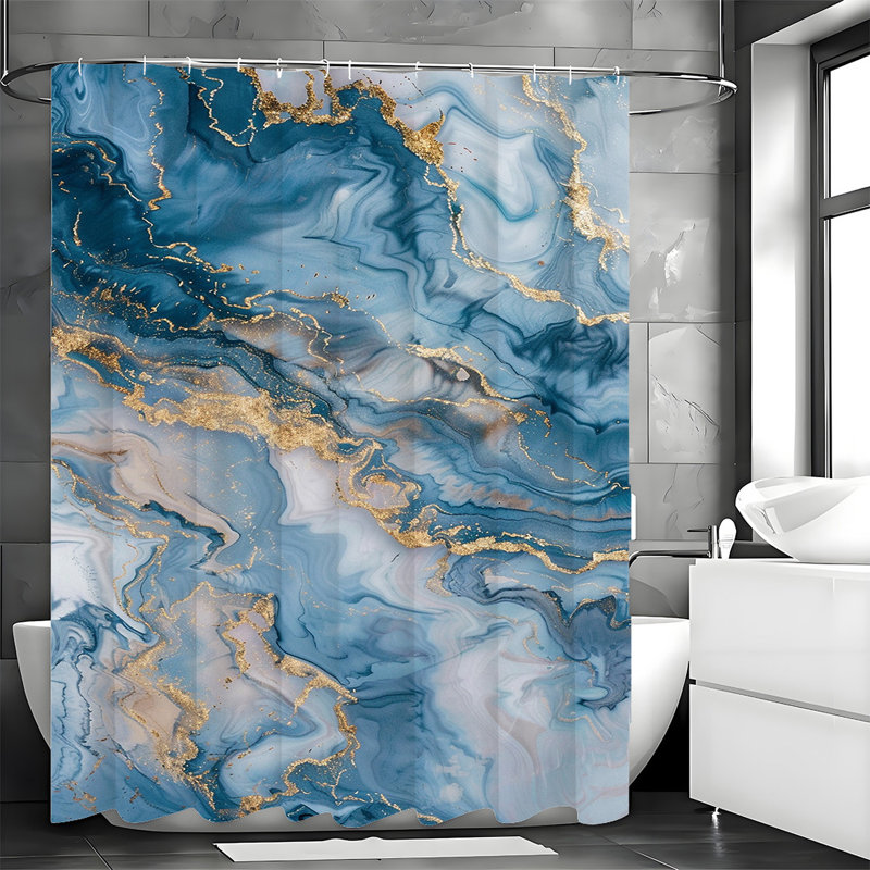 Marble Shower Curtains with Hooks Included