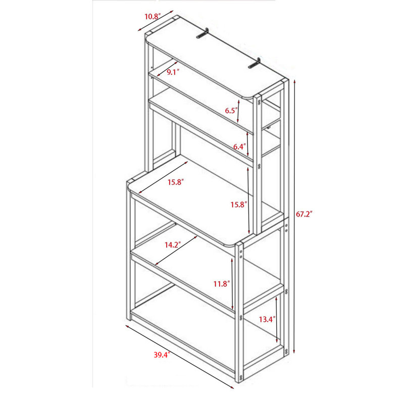 Étagère de cuisine à 5 niveaux, H 67,2 po x l 39,4 po x P 10,8 po, Noir