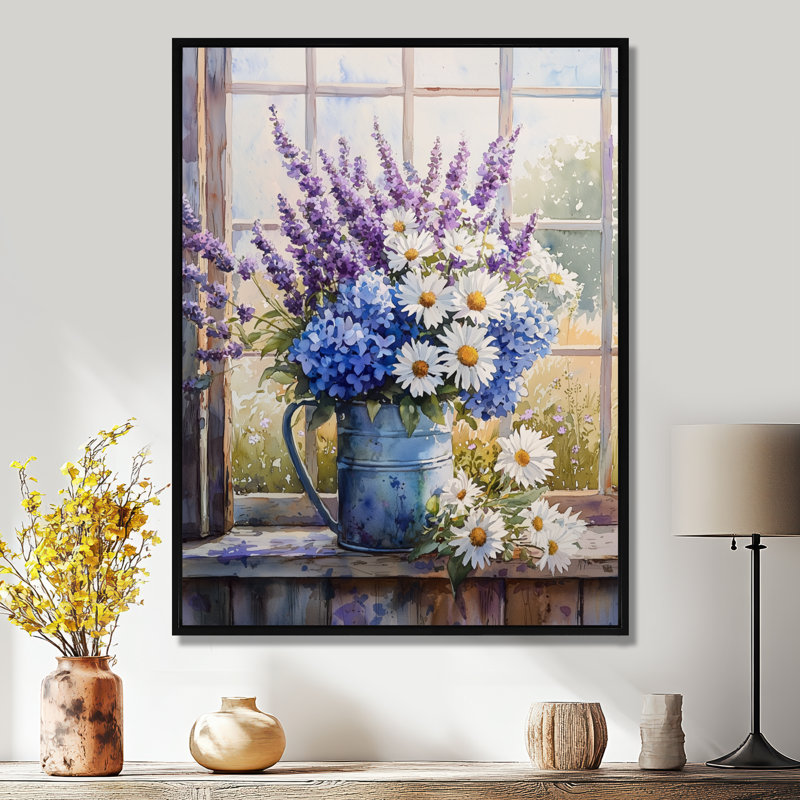 Champlin - art mural floral, Noir, Impression encadrée flottante, H 20 po x l 12 po